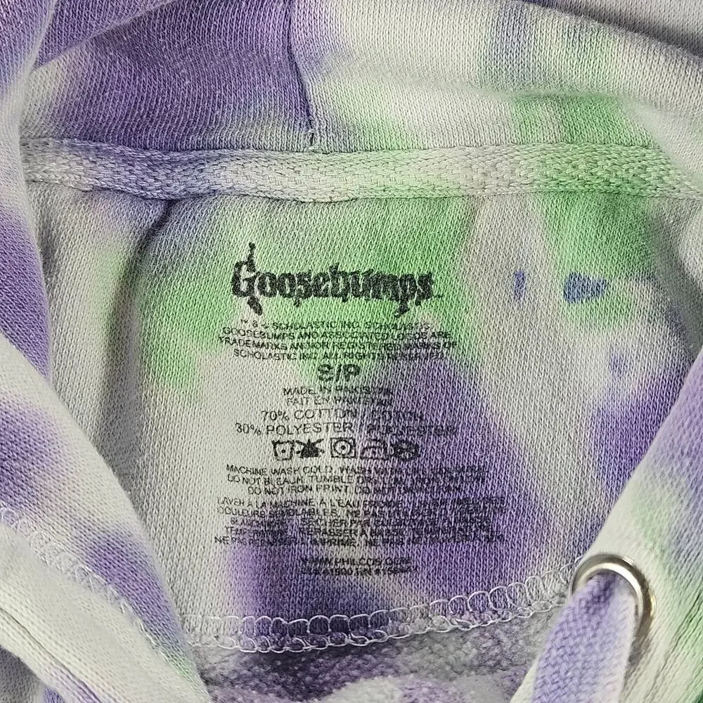 Goosebumps Hoodie Men's S Purple Green Tie Dye Cotton Blend Pullover